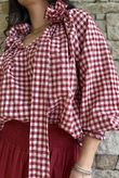 Nonni Gingham Poet Blouse Sangria